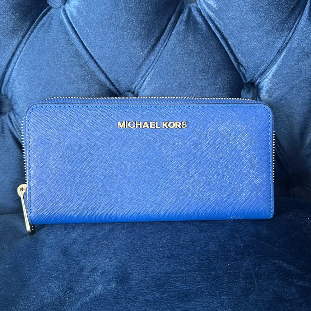 Michael Kors wallet blue leather